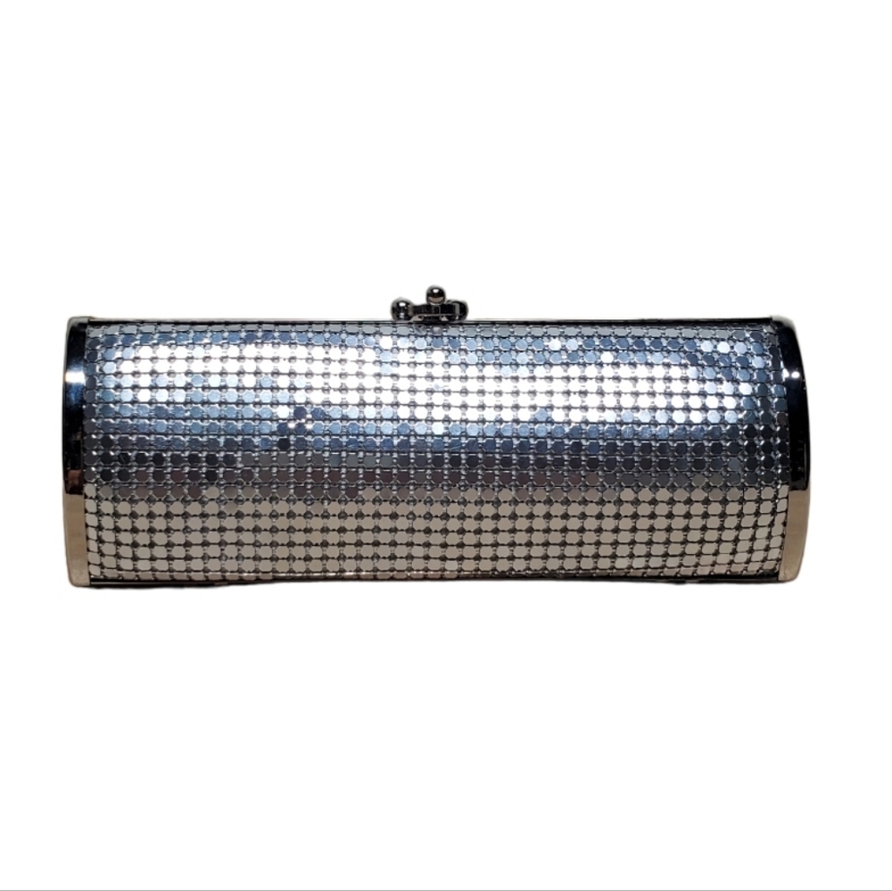 Jessica McClintock Silver Mesh Clutch Evening Purse